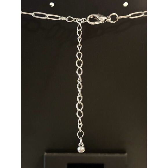 Iridescent Teardrop Crystal Pendant Necklace with Turquoise Beads - Picture 4 of 4